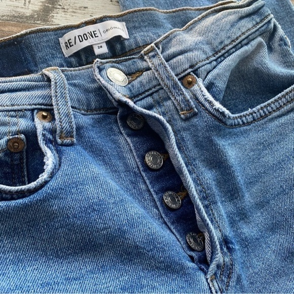 RE/DONE High Rise Stove Pipe Jeans in Light Stone Straight Crop - Picture 9 of 13